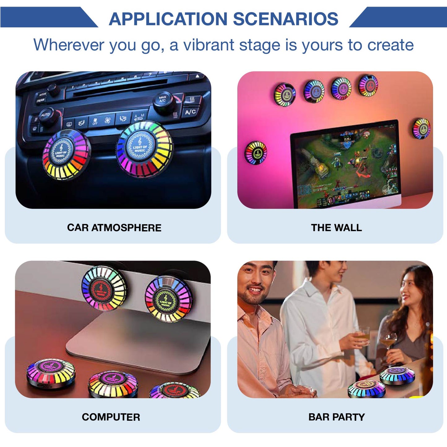 DANLIAU™ Smart RGB Rhythm Light – Dynamic Music-Activated LED Ambient Light with App Control & Stereo Lighting Effects
