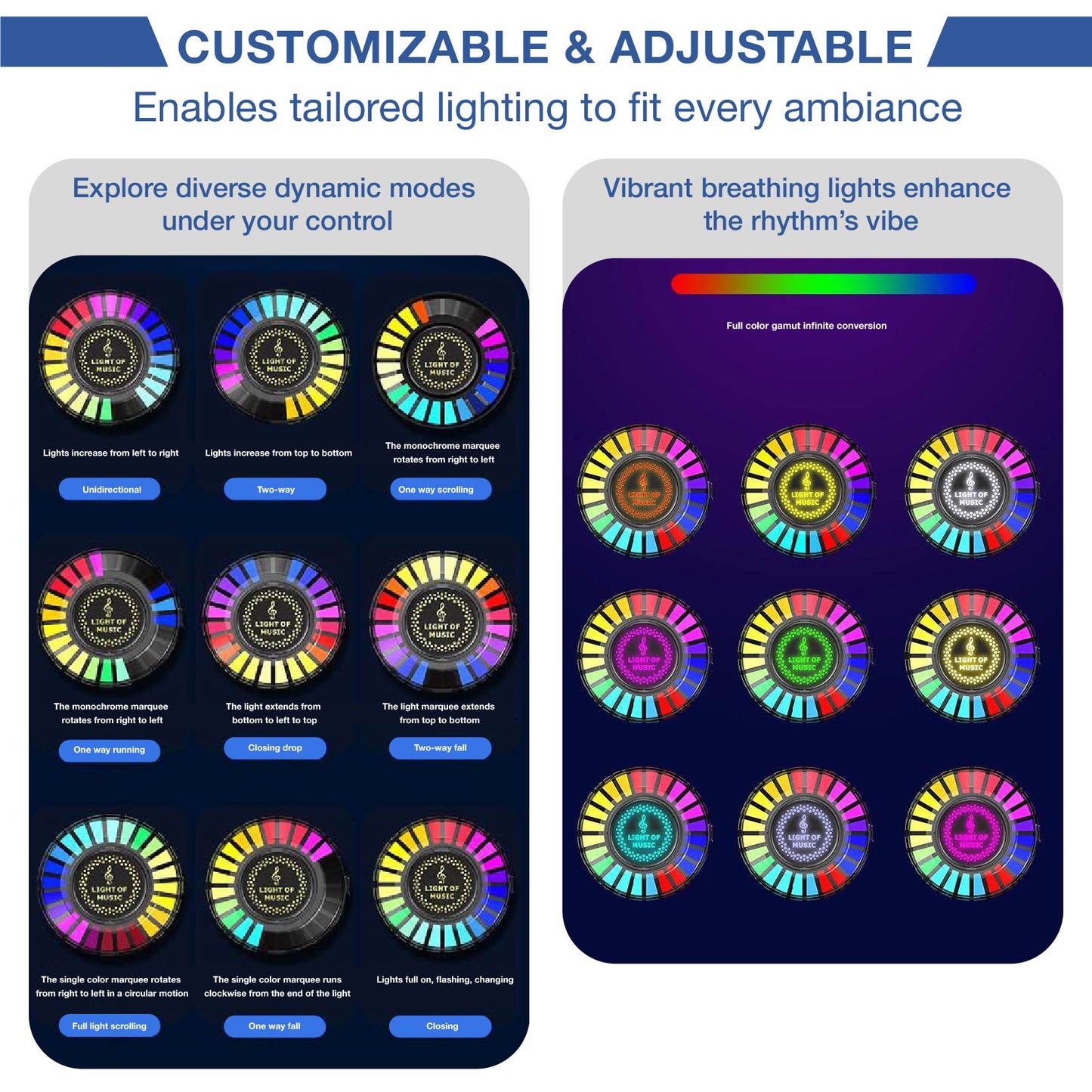 DANLIAU™ Smart RGB Rhythm Light – Dynamic Music-Activated LED Ambient Light with App Control & Stereo Lighting Effects