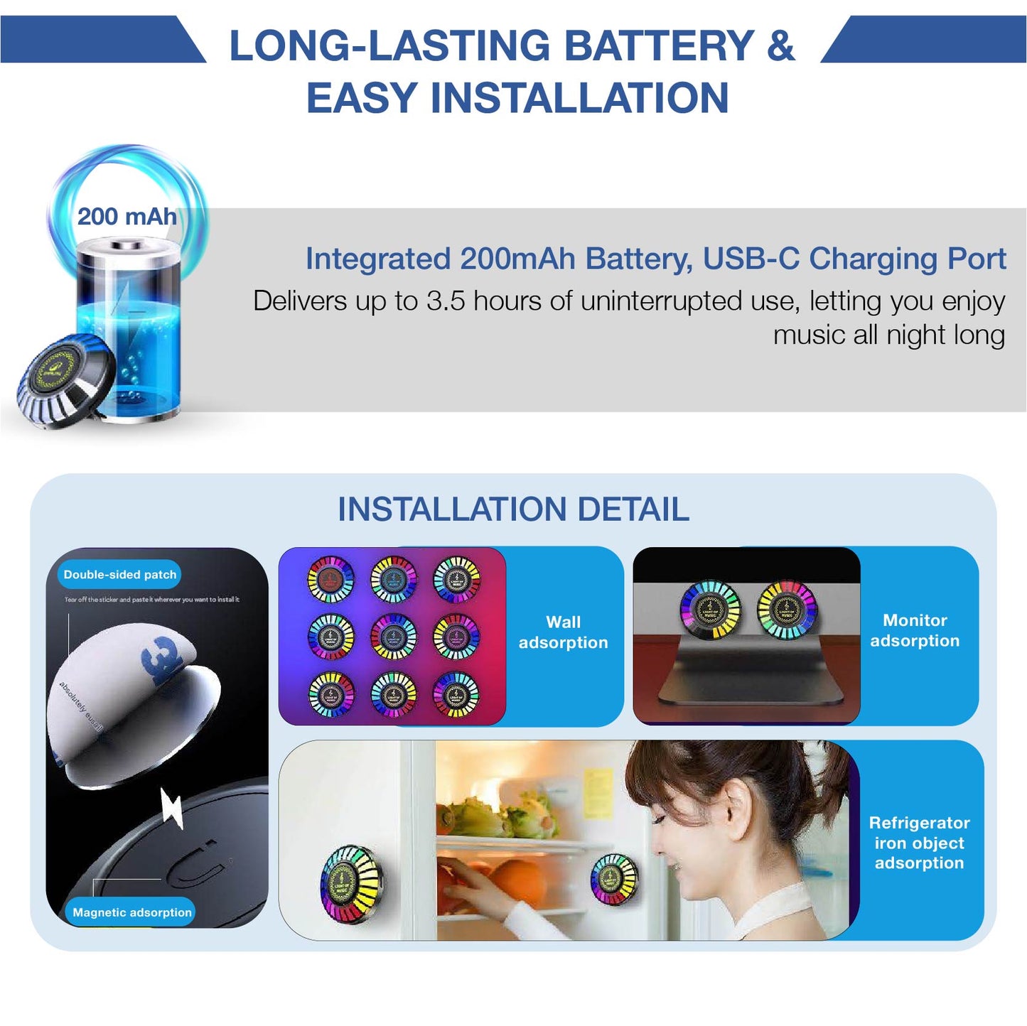 DANLIAU™ Smart RGB Rhythm Light – Dynamic Music-Activated LED Ambient Light with App Control & Stereo Lighting Effects